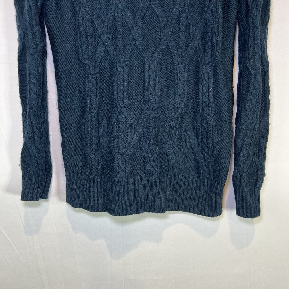Banana Republic Emerald Green‎ Cable Knit Sweater Hunter Round Neck Size XS